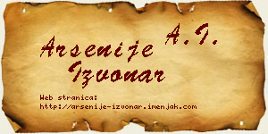 Arsenije Izvonar vizit kartica